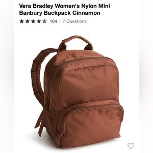 NWT Vera Bradley nylon mini backpack brown